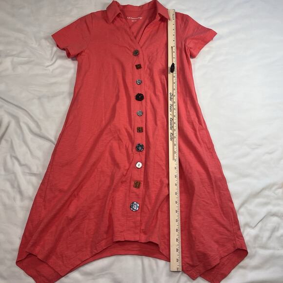 Soft Surroundings Danielle Dress Size Small Petite Coral Orange Mixed Buttons - Picture 5 of 13